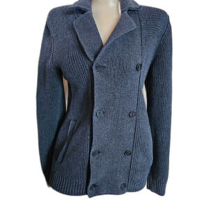 H&M Cute & Warm Double Breasted Dark Gray Cotton Cardigan w/ Pockets Sweater XS